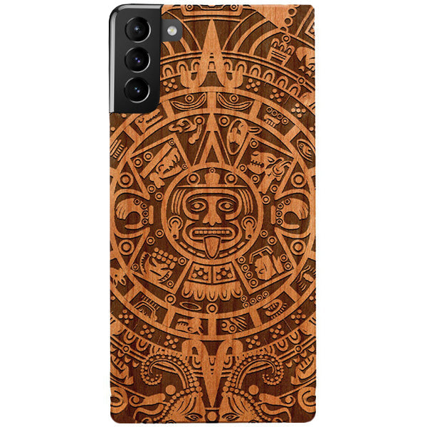 Mayan Calendar Aztec Wood Case Samsung S23 Plus