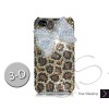 White Ribbon 3D Swarovski Crystal Bling iPhone Cases - Leopardo