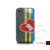 Stripe Hearts Swarovski Crystal Bling iPhone Cases 