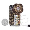 Floral Leopardo 3D Swarovski Crystal Bling iPhone Cases - Brown