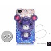 Gradation Bear 3D Swarovski Crystal Bling iPhone Cases - Blue