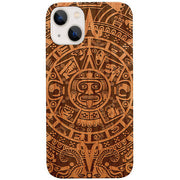 Mayan Calendar Aztec Wood Case Iphone 15
