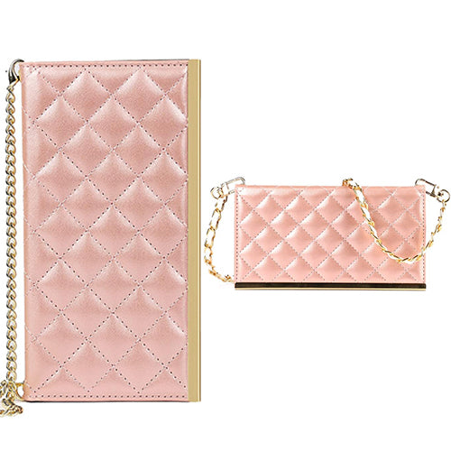 Quilted Crossbody Wallet Purse Rose Gold for Iphone 14 Pro Max