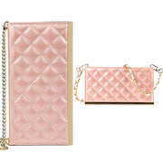 Quilted Crossbody Wallet Purse Rose Gold for Iphone 14 Plus