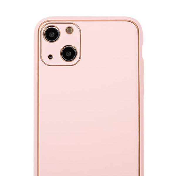Leather Style Light Pink Gold Case IPhone 15