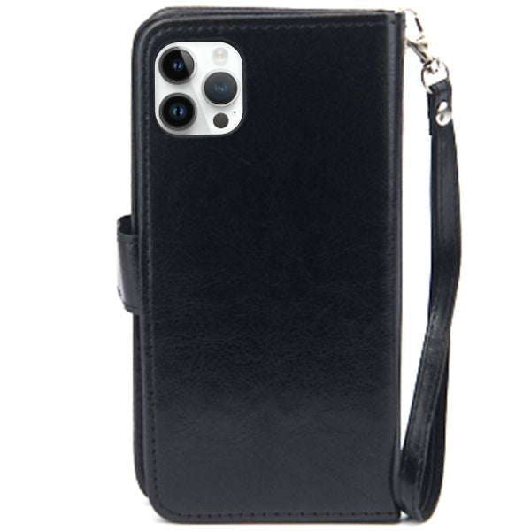 Handmade Detachable Bling Black Wallet IPhone 15 Pro Max