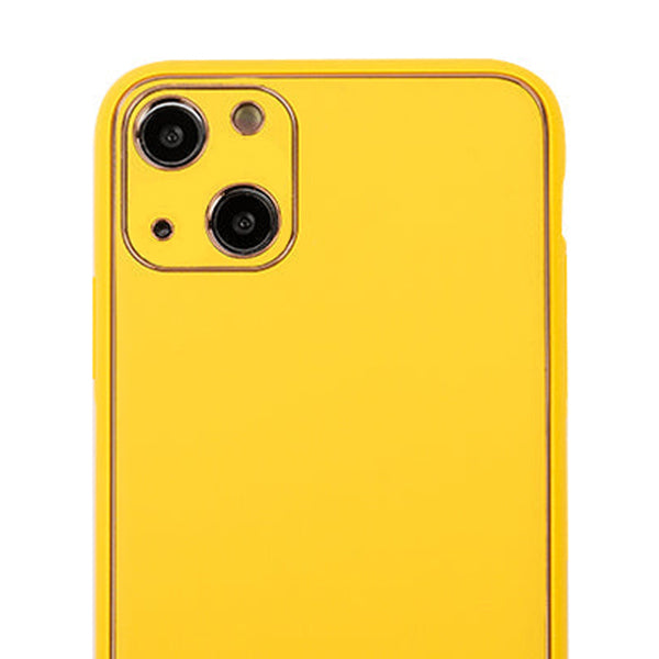 Leather Style Yellow Gold Case IPhone 15