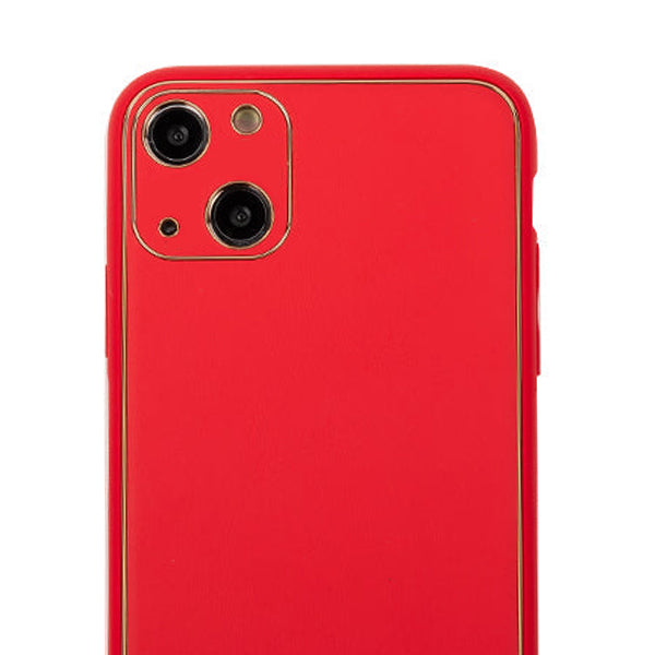 Leather Style Red Gold Case IPhone 15