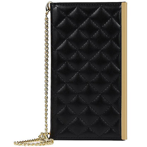 Quilted Crossbody Wallet Purse Black for Iphone 13