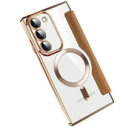 Transparent Magsafe Flip Wallet Case Brown Samsung S22