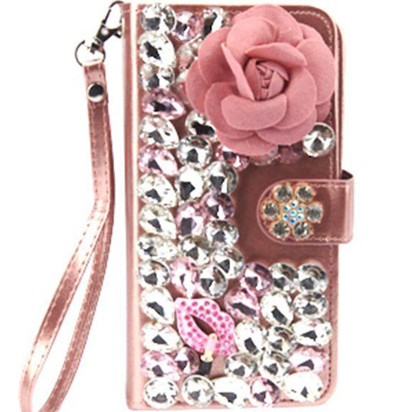 Handmade Detachable Bling Pink Flower Samsung S23