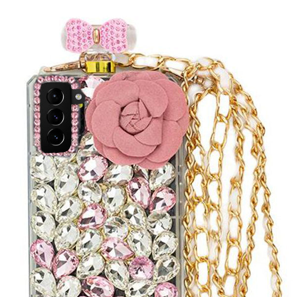 Handmade Bling Pink Flower  Bottle Case Samsung S23 Plus