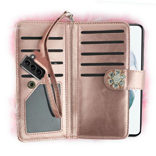 Fur Light Pink Wallet Detachable Samsung S23