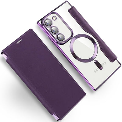 Transparent Magsafe Flip Wallet Case Purple Samsung S22