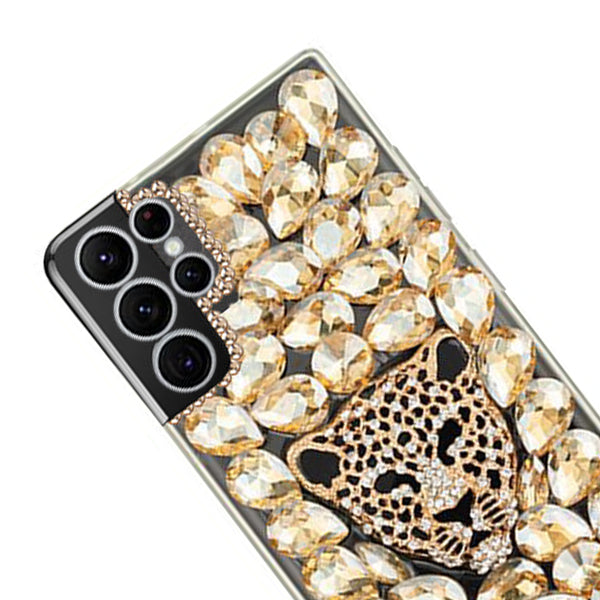 Handmade Cheetah Gold Bling Case Samsung S22 Ultra