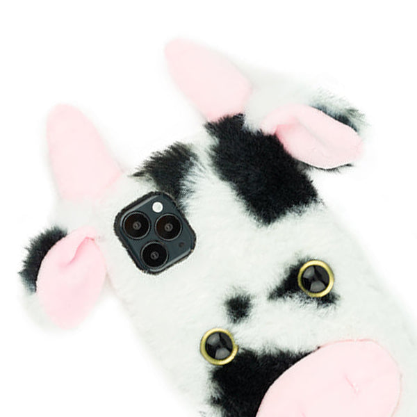 Cow Black White Fur Case  Iphone 14 Plus