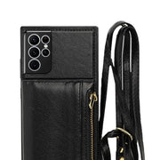 Crossbody Card Case Wallet Black Samsung S22 Ultra