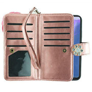 Handmade Pink Flower Bling Wallet Note 20 Ultra