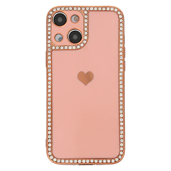 Bling Border Heart Tpu Skin Light Pink Case Iphone 14 Plus