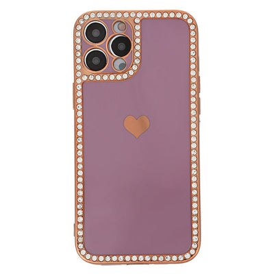 Bling Border Heart Tpu Skin Purple Case Iphone 12 Pro Max
