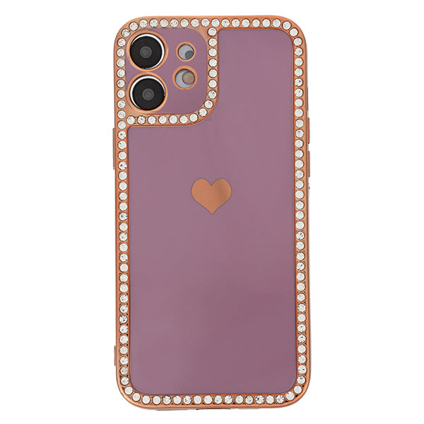 Bling Border Heart Tpu Skin Purple Case Iphone 11