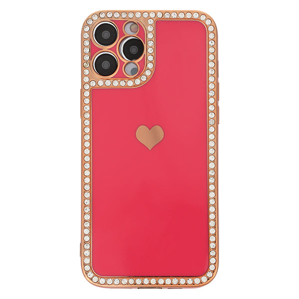 Bling Border Heart Tpu Skin Hot Pink Case Iphone 12/12 Pro