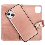 Handmade Detachable Bling Fox Rose Gold Wallet IPhone 14 Plus