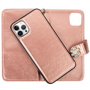 Handmade Detachable Bling Pink Flower Wallet IPhone 14 Pro Max