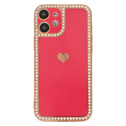 Bling Border Heart Tpu Skin Hot Pink Case Iphone 11