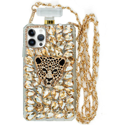 Handmade Cheetah Gold Bling Bottle Iphone 14 Pro