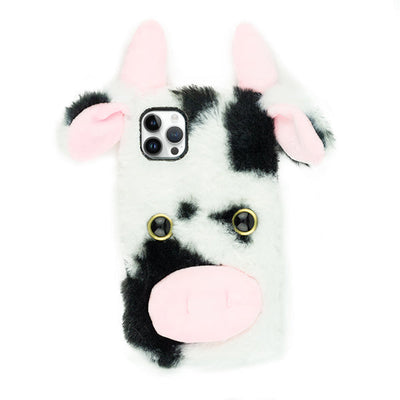 Cow Black White Fur Case  Iphone 14 Pro