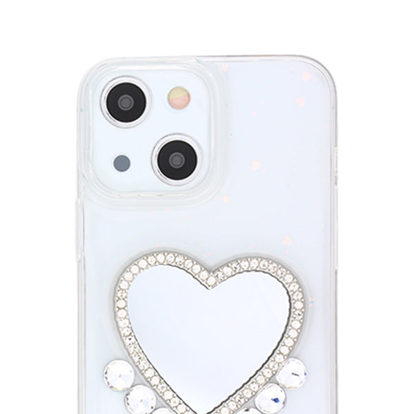 Bling Heart Mirror Clear Case Iphone 14