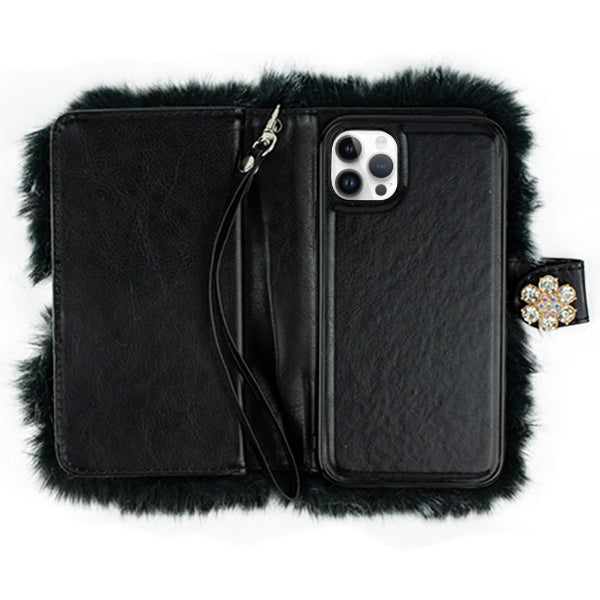 Fur Grey Detachable Wallet IPhone 14 Pro