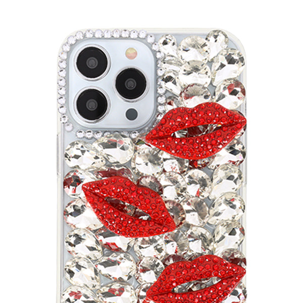 Silver Bling Red Lips Rhinestone Case Iphone 11 Pro Max