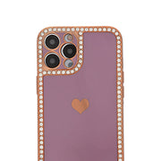 Bling Border Heart Tpu Skin Purple Case Iphone 12 Pro Max