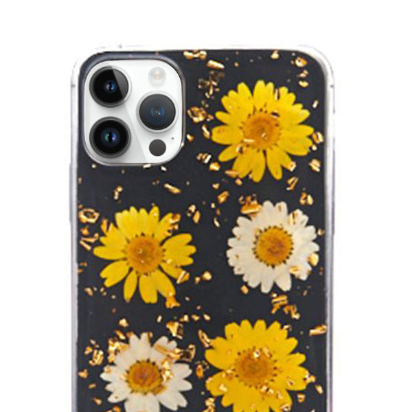 Real Flowers Yellow Flake Case IPhone 14 Pro Max