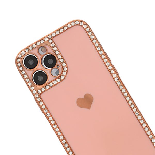 Bling Border Heart Tpu Skin Light Pink Case Iphone 14 Pro Max