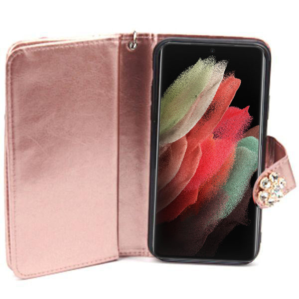 Handmade Detachable Bling Pink Flower Samsung S22 Ultra