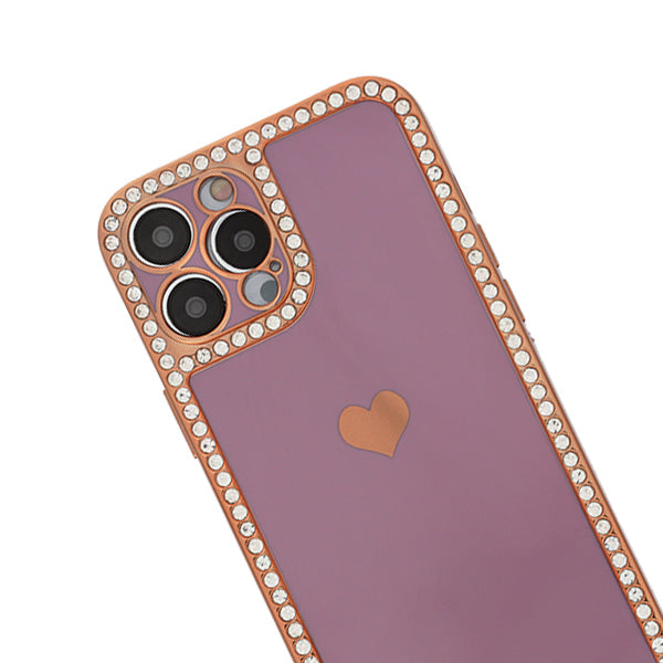 Bling Border Heart Tpu Skin Purple Case Iphone 14 Pro Max