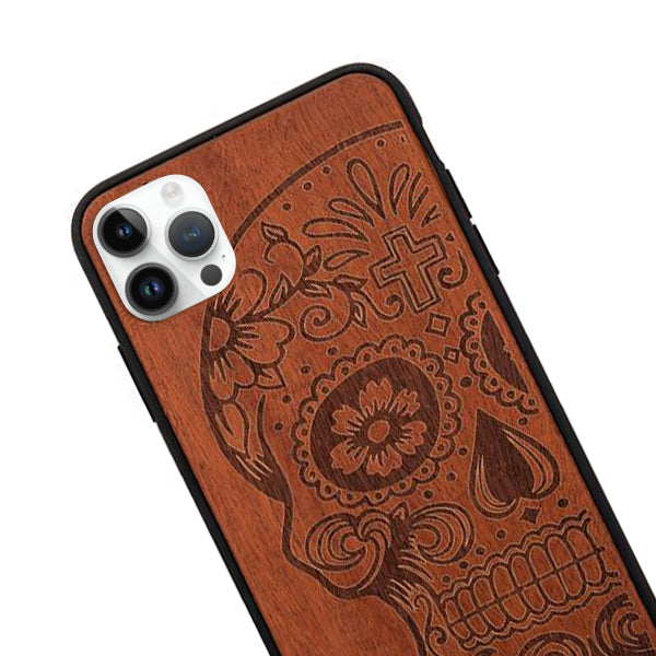 Skull Real Wood Iphone 14 Pro