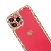 Bling Border Heart Tpu Skin Hot Pink Case Iphone 13 Pro