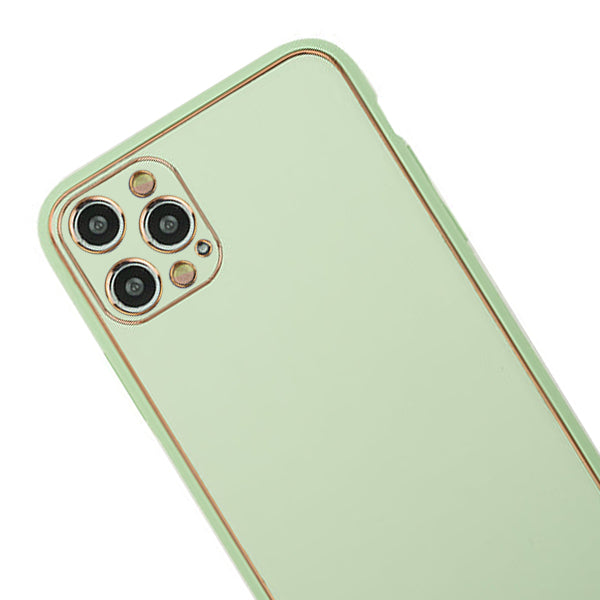 Leather Style Mint Green Gold Case IPhone 14 Pro