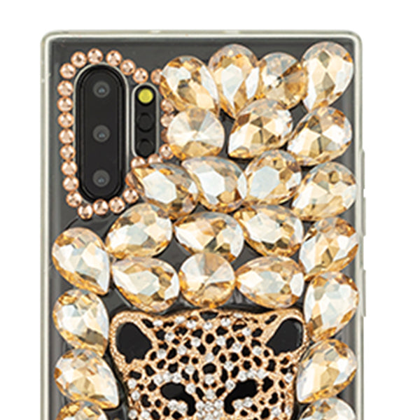 Handmade Cheetah Gold Bling Case Note 10
