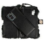 Fur Detachable Wallet Black Samsung S20 Plus