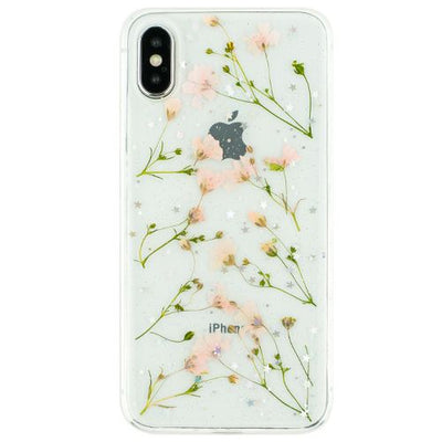 Real Flowers Pink Green Leaves Iphone XS MAX - icolorcase.com