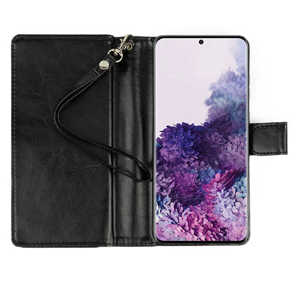 Handmade Detachable Bling Black Wallet Samsung S20 Plus