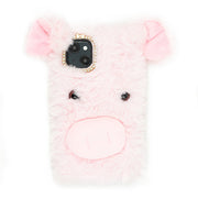 Pink Pig Fur Case Iphone 14 Plus