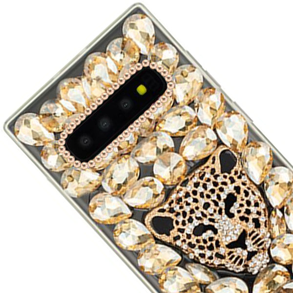 Handmade Cheetah Gold Bling Case S10