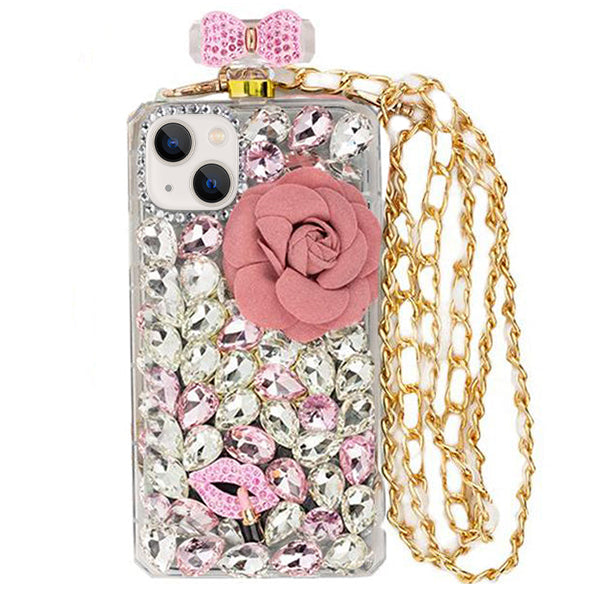 Handmade Bling Pink Flower Bottle Case IPhone 14