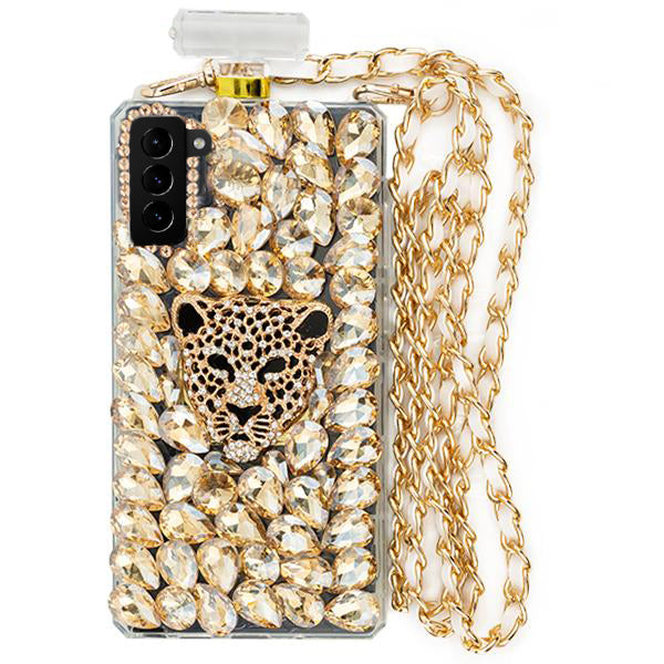 Handmade Gold Cheetah Bling Bottle Samsung S21 Plus